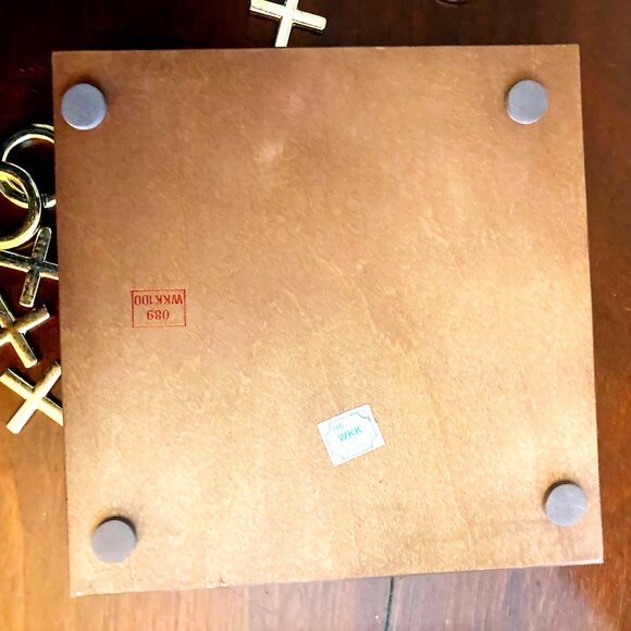 Nice Tic Tax Toe Metal X's and O's  on a Cherry Wood Desk Board 7 1/2 x 7 1/2 in - Picture 3 of 3